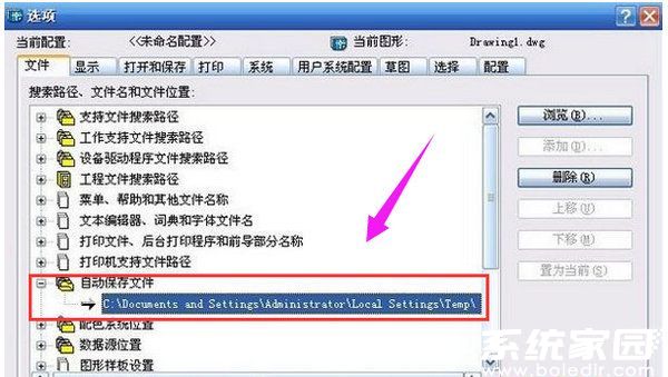 CAD选项设置界面示意图